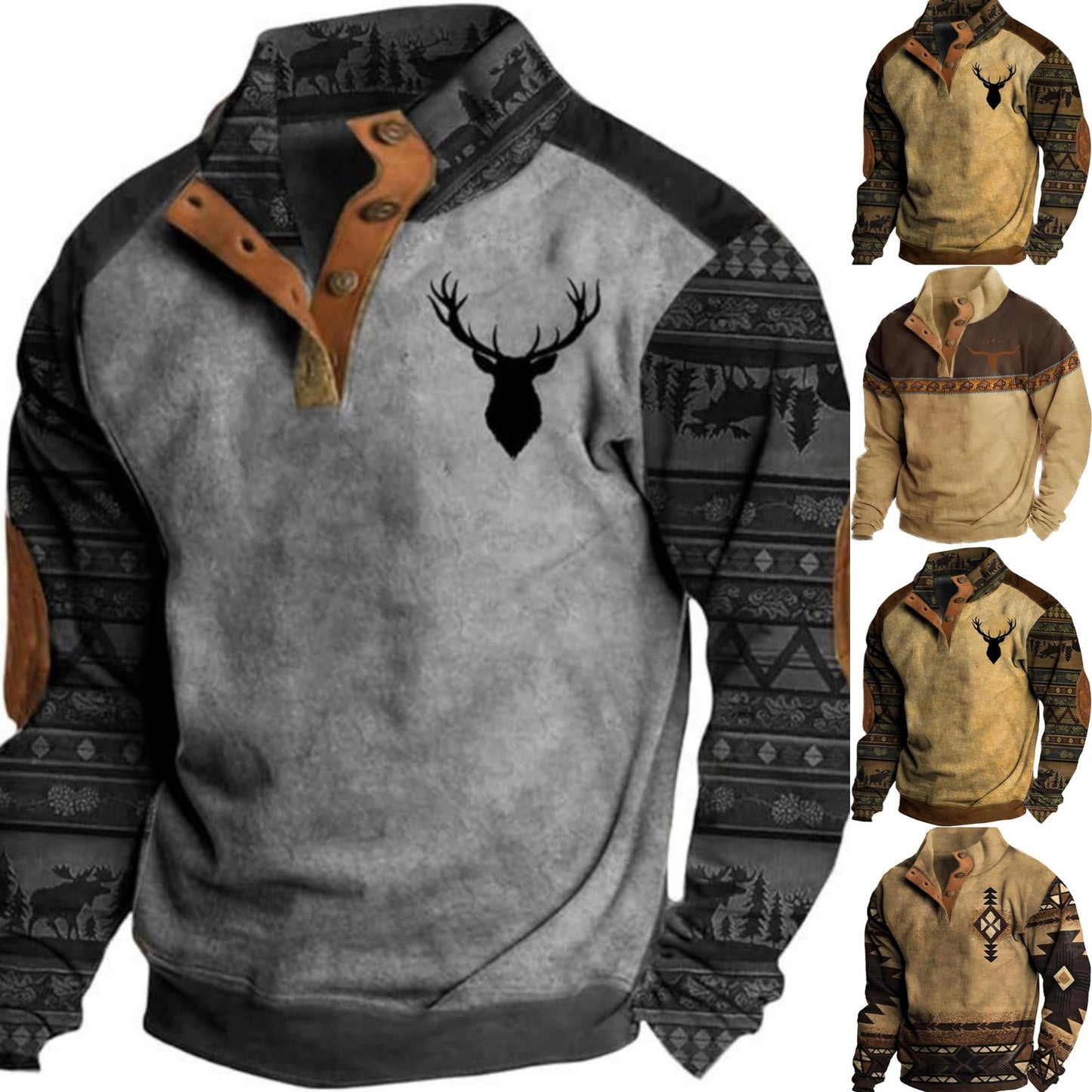 💥🔥【S-5XL】Muška mikina za jesen i zimu s 3D printom i visokim ovratnikom u američkom streetwear stilu