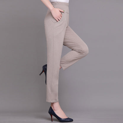 🔥👖【XL-5XL】Devět širokých pohodlných kalhot s rovnými nohavicemi v pase 3906478 
