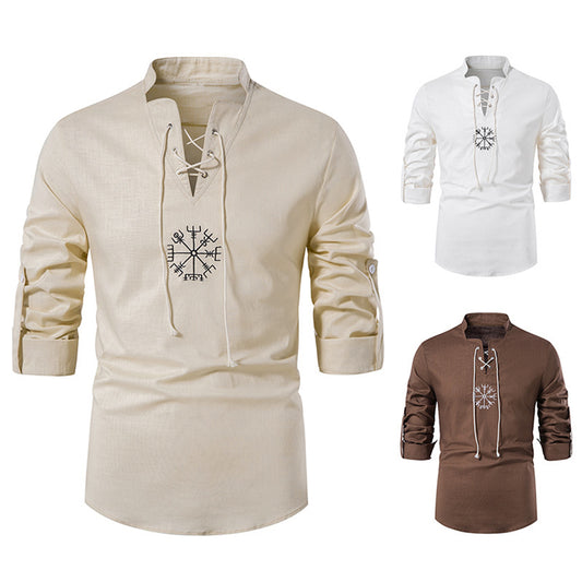 2025 Męska luźna, oddychająca koszula bawełniana i lniana 3914178