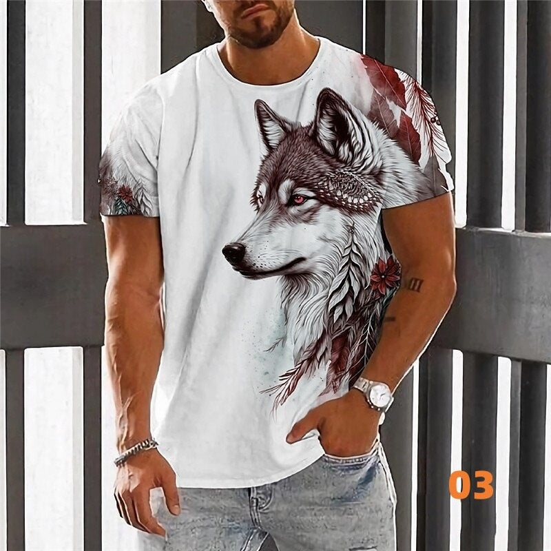 👕【Ponuda ograničena】【2XS-6XL】🏆Ljetni novi proizvod-muška majica s printom vukova-pamuk prijatan koži, mekan i prozračan