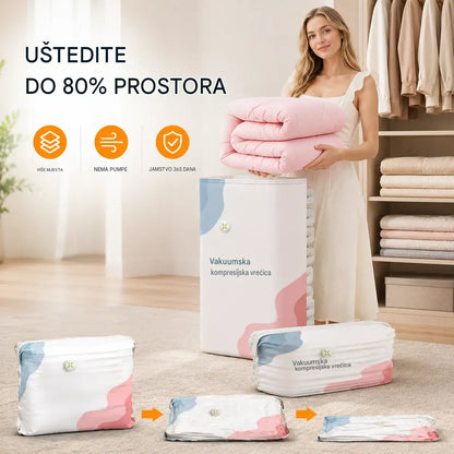 🧳 5 artikala za samo 26 € 💨 Velike vakuumske vrećice za pohranu koje se mogu stisnuti: Nije potrebna zračna pumpa, nepropusne su, idealne za uštedu prostora u koferu i kod kuće ✈️