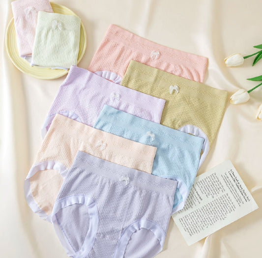 🎀💟【8 piese】Lenjerie intimă pentru femei, simplă și confortabilă, cu talie înaltă, respirabilă, antibacteriană, confecționată din bumbac pur 