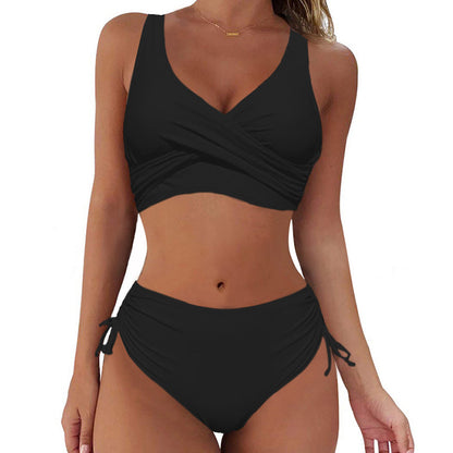 🏖️👙【Vânzare de vară】🌴【S-3XL】Costum de baie bikini pentru femei, stil nou, vara 2025, culoare uni, confortabil, respirabil, cu uscare rapidă.