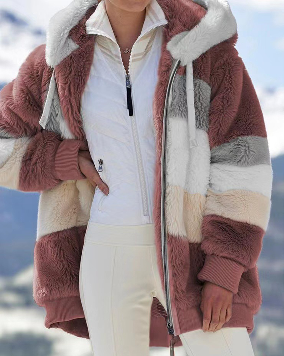 ☃️Oferta limitada 35%❄️【S-5XL】Nueva chaqueta de invierno para mujer 2025, gruesa con franjas de felpa