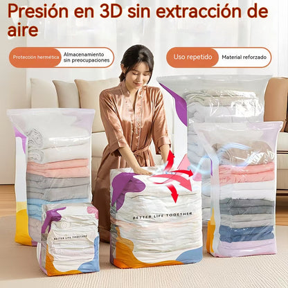 🧳【Juego de 5 piezas】💨 Bolsa de almacenamiento al vacío grande y compresible: no requiere bomba ✈️