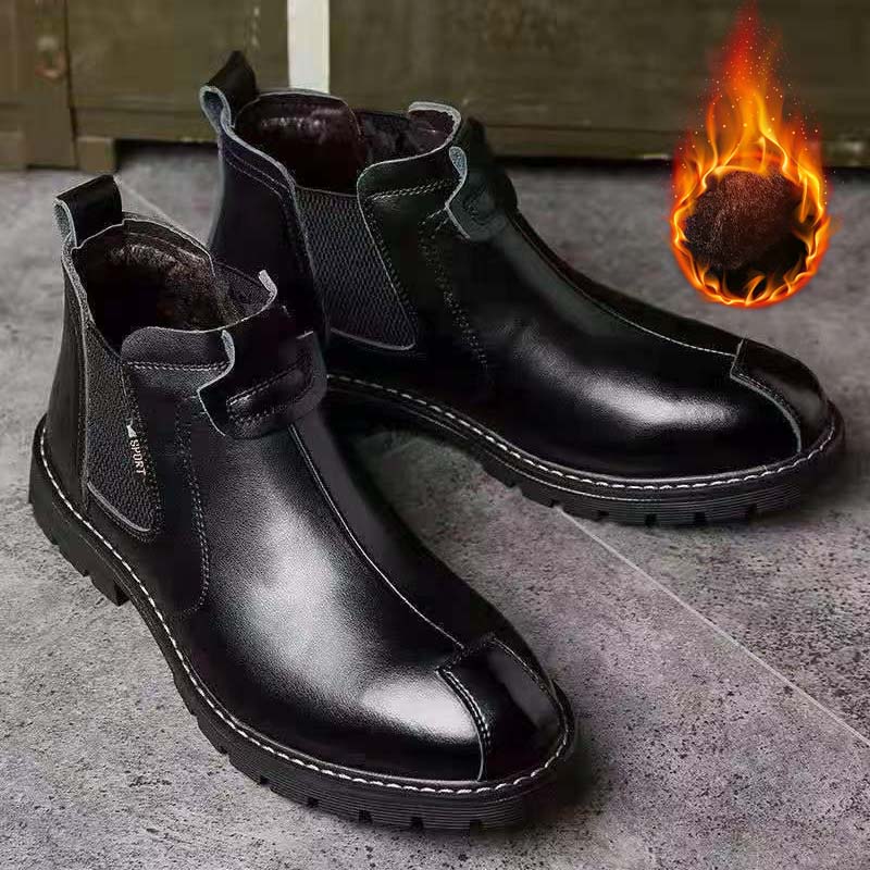 👞🌞【Зимна разпродажба】【39-44】Елегантни мъжки кожени обувки с топла подплата - Удобство, стил и защита от студ за всякакви поводи!