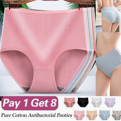 (8 szt) Ostatni dzień 50% zniżki - Wodoodporne, antybakteryjne majtki z wysokim stanem-3893076