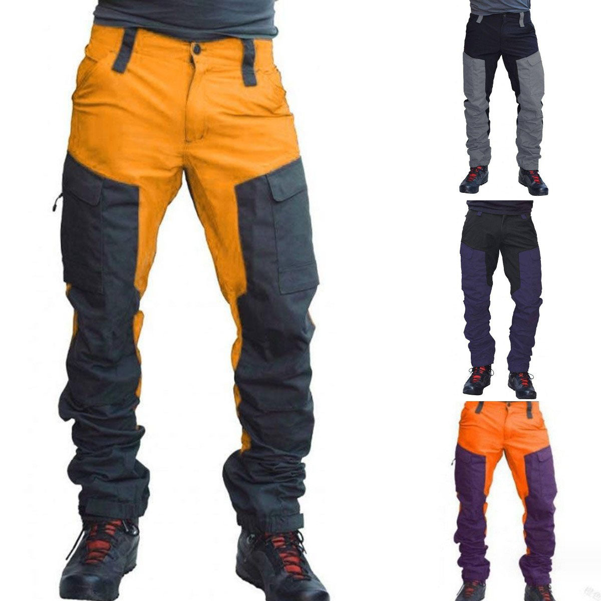 【S-5XL】Нови мъжки непромокаеми, ветроустойчиви и кадифени ежедневни панталони за открито с блокирани цветове