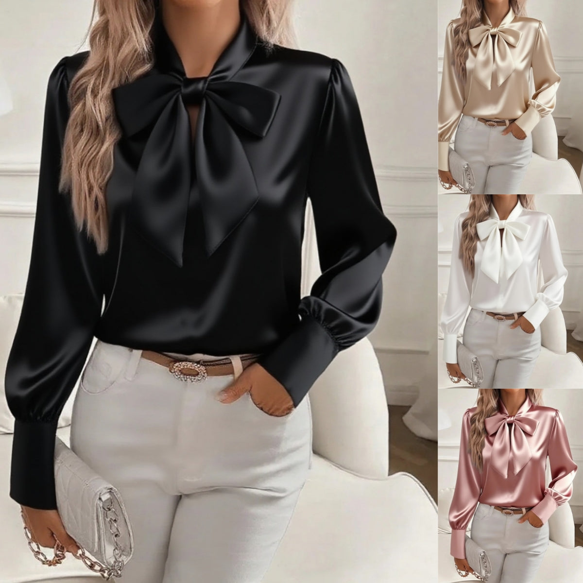 🔥【Novinky na jeseň a zimu】✨Moderná dámska hodvábna košeľa, elegantne strihaná, z mäkkej látky a štýlového dizajnu, vďaka čomu je ideálnou voľbou na každodenné nosenie.