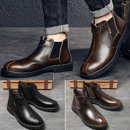 👞🌞【Зимна разпродажба】【39-44】Елегантни мъжки кожени обувки с топла подплата - Удобство, стил и защита от студ за всякакви поводи!