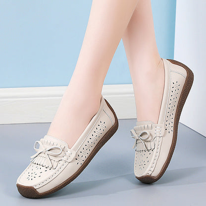 🌼2024. Stil nou🌼【35-44】Pantofi de vară din piele pentru femei, pantofi ajurati cu ciucuri, respirabili 