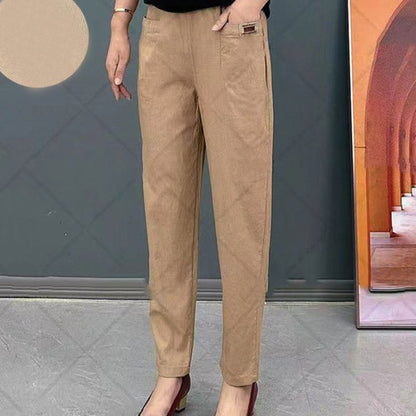 👖🔥🔥【M-6XL】Nové elastické a všestranné dámské kalhoty pro volný čas ve velkých velikostech, vyrobené z čisté bavlny 3905194 