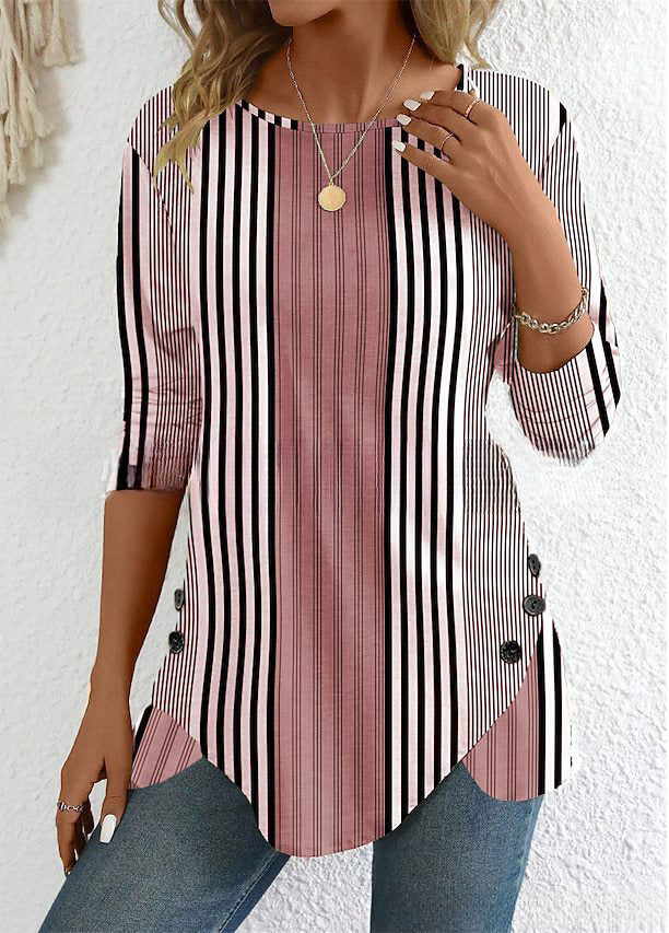 🔥【Vremenski ograničeni popust od 38%】【S-3XL】Nova proljetna ženska prugasta bluza s printom 3907592
