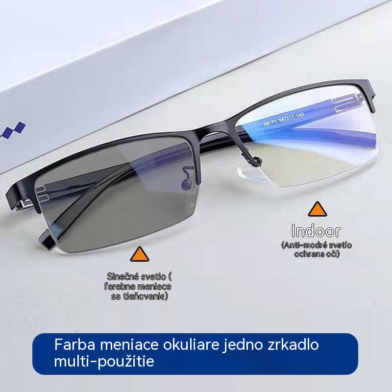 👓✨【50% zľava】🔥Metalické fotochromatické slnečné okuliare s polovičným rámom, dioptrické okuliare s anti-modrým svetlom, slnečné okuliare na šoférovanie