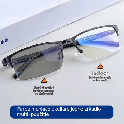 👓✨【50% zľava】🔥Metalické fotochromatické slnečné okuliare s polovičným rámom, dioptrické okuliare s anti-modrým svetlom, slnečné okuliare na šoférovanie