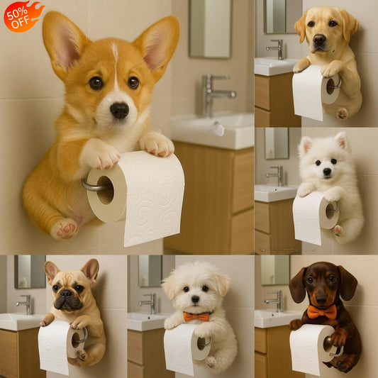 🐕【50% popusta】🐶 Slatki držač toaletnog papira u obliku psića – zabavan dodatak za svaku kupaonicu