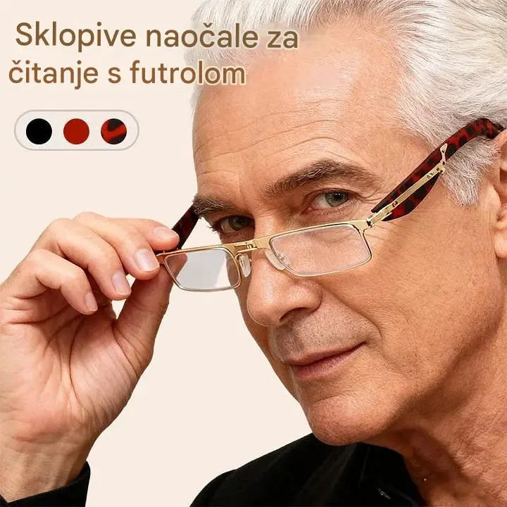 🔥【Kupite 1, dobijte 1 gratis】💥【Iznenađujuća posebna ponuda s popustom od 50%】Sklopive naočale za čitanje s anti-plavim svjetlom i futrolom