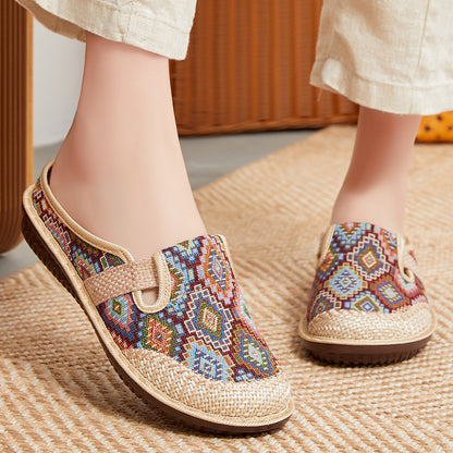 ✨😍【35-41】Dámské pantofle s měkkou vyšívanou plátěnou podrážkou 