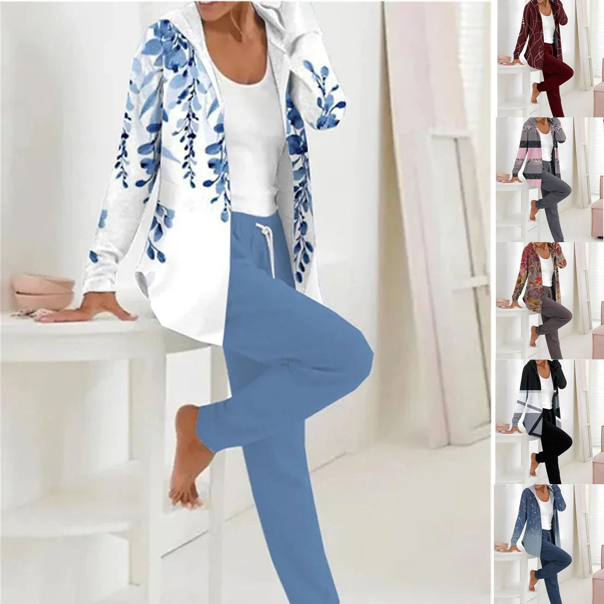 🔥【S-3XL】Γυναικείο φθινοπωρινό χειμερινό σετ δύο τεμαχίων με μακριά μανίκια και παντελόνι