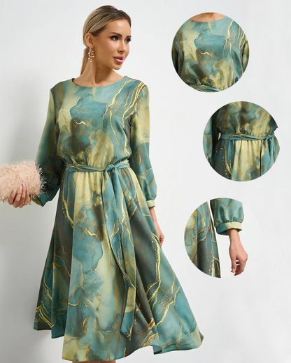 👗【Proljetna vila】Ljetna ženska nova elegantna zelena šifonska haljina s printom za 2025. godinu 🌸💃