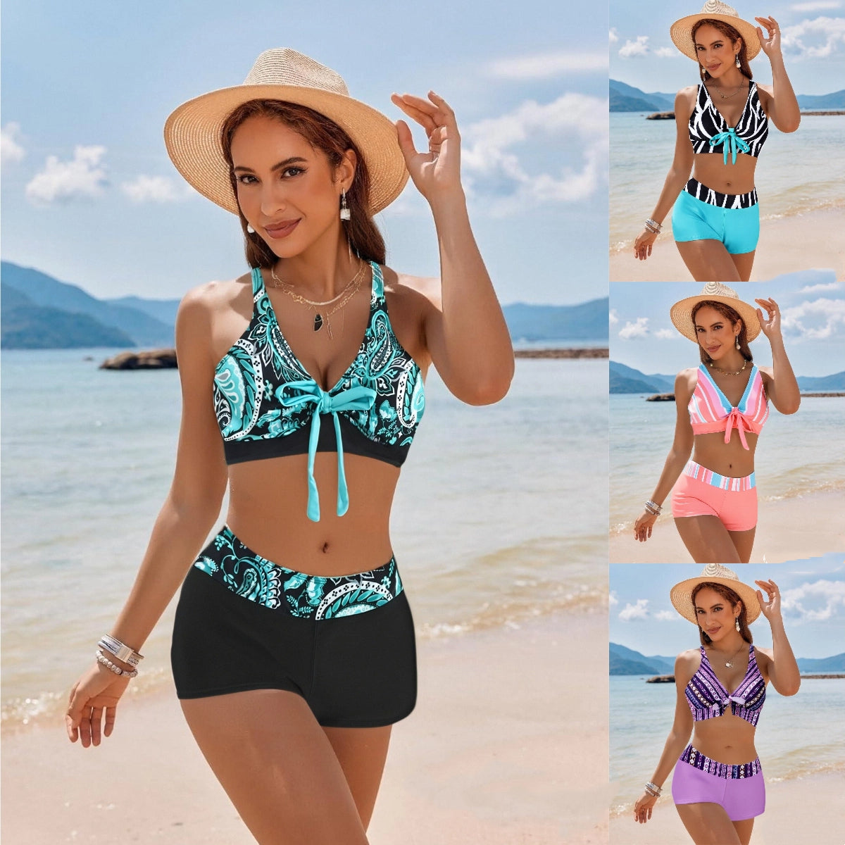 🏊‍👙【Kupite 1, dobijte 1】🌴 Ljetni novi elegantni kupaći kostim velike veličine s printom, brzosušeći dvodijelni kupaći kostim