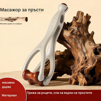🎁💸【Купете 1, вземете 1 безплатно】🌿 Масажен уред за пръсти от масивно дърво: Ролки от естествено дърво помагат за отключване на ставни меридиани и облекчаване на умората в ръцете. 【2 части】🌿