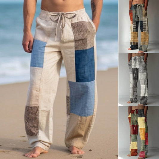 ✨👖【10 boja🌈】【S-6XL】😍 Tanke muške pamučne i lanene hlače velikih veličina, ležeran opušteni boemski stil, široke drape hlače za brisanje