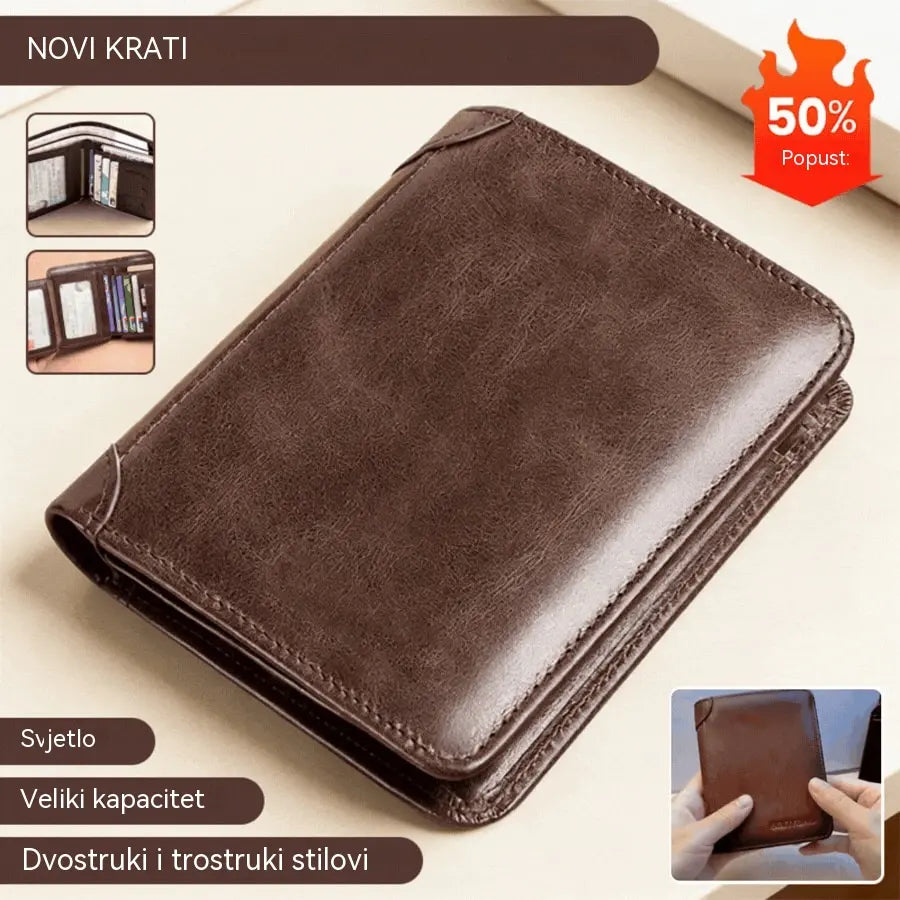Nueva cartera de cuero genuino para hombre con sistema antirrobo