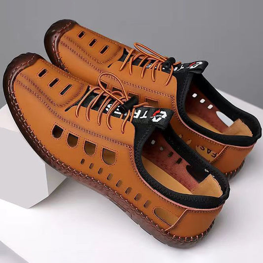 【Nowe buty na wiosnę】【39-44】 2025 Nowe letnie, oddychające ażurowe męskie buty na co dzień z miękką podeszwą-3968838