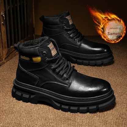 【39-46】🥾🥾🥾2026 Nowe buty robocze w stylu brytyjskim z podszewką z polaru i grubą podeszwą