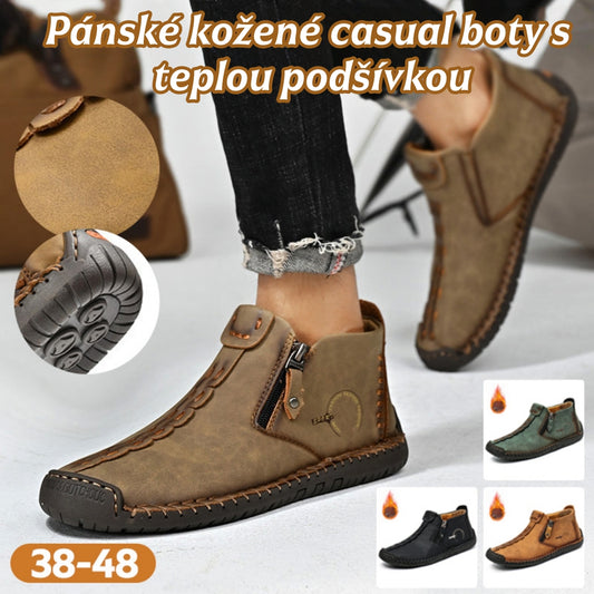 👞💥【38-48】Novinka Zima 2025: Pánské Martens boty s podšívkou z kožešiny a zipem – Teplé, pohodlné a stylové na zimní dny!