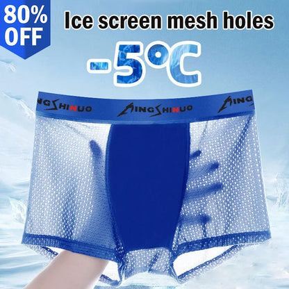 【6 piezas】 Calzoncillos bóxer de seda de hielo para hombre con malla transpirable