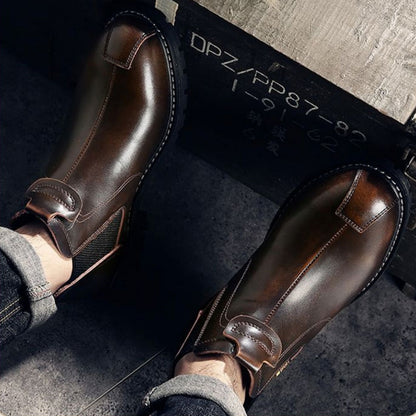 👞🌞【Зимна разпродажба】【39-44】Елегантни мъжки кожени обувки с топла подплата - Удобство, стил и защита от студ за всякакви поводи!