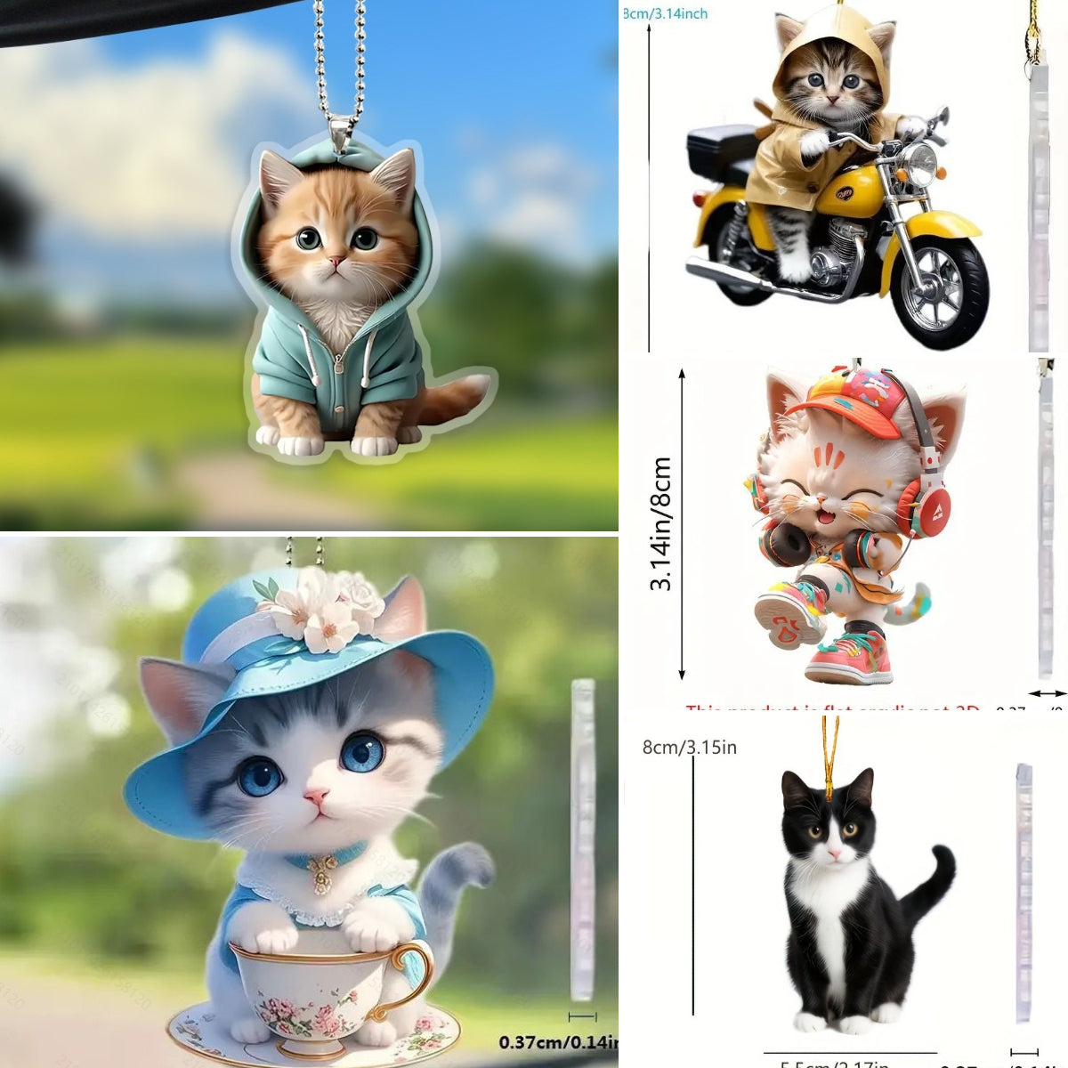 💥🔥🚗🐱【5 piese】 Ornamente noi pentru pisici magice 2025, pandantive pentru mașini