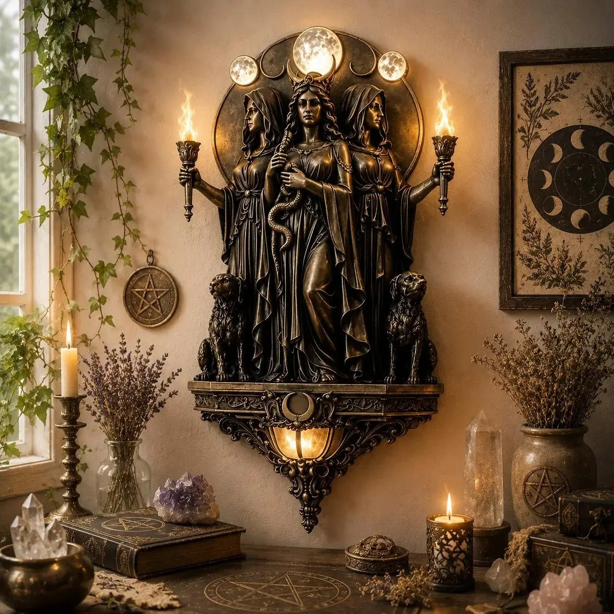 🌙LED zidna lampa s tri božice Hekate – zidna lampa u stilu WIKA