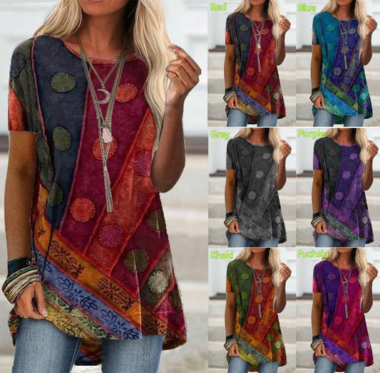 🔥【S-5XL】Nova majica kratkih rukava s vintage printom veće veličine