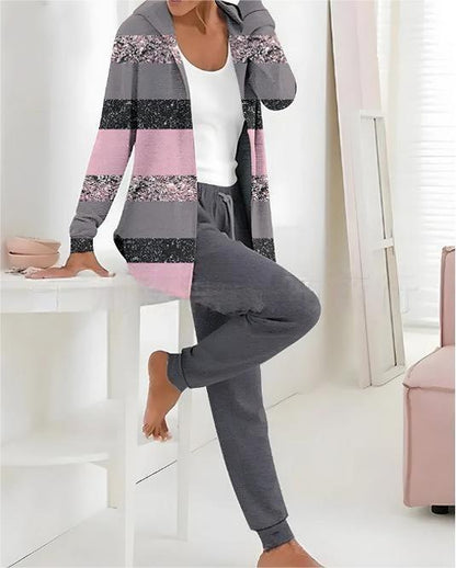 🔥【S-3XL】Γυναικείο φθινοπωρινό χειμερινό σετ δύο τεμαχίων με μακριά μανίκια και παντελόνι