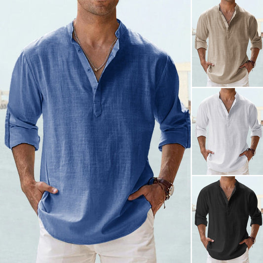【S-5XL】2025 męska koszula bawełniano-lniana, luźna i przewiewna, swobodna i uniwersalna