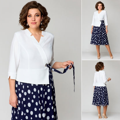 🌷💗【S-5XL】2025 nova bijelo-plava točkasta haljina 3919723