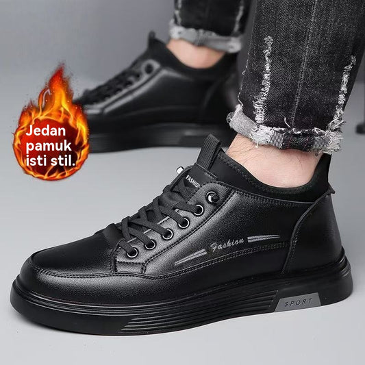 😎👍【39-44】Nové pánské nepromokavé ležérní bavlněné boty z kůže a sametu na podzim a zimu 2025.