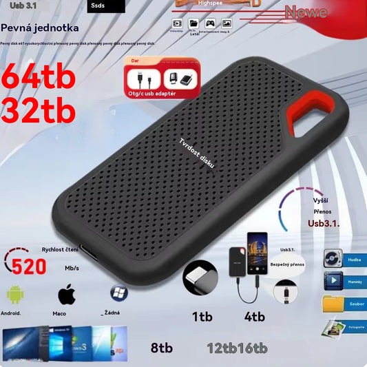 【Poslední den 🔥50% sleva】💥【8TB-128TB】 Vysokorychlostní a velkokapacitní mobilní pevný disk
