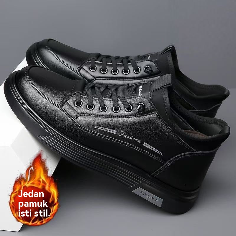 😎👍【39-44】Nové pánské nepromokavé ležérní bavlněné boty z kůže a sametu na podzim a zimu 2025.