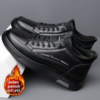 😎👍【39-44】Nové pánské nepromokavé ležérní bavlněné boty z kůže a sametu na podzim a zimu 2025.