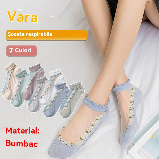 🔥Reducere de ultima zi -【7 perechi】 șosete de vară cu flori de vară respirabile Material: bumbac