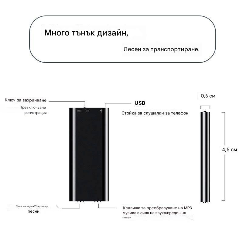 Мини гласов рекордер с интелигентно гласово активиране
