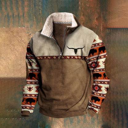 🧥【sleva 50%】 【S - 4XL】 2025 Nový podzimní a zimní pánský módní 3D tištěný teplý stojáček s dlouhým rukávem