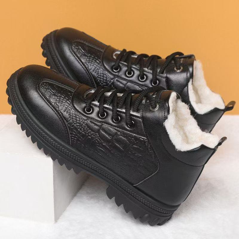 【39-44】🔥Męskie zimowe buty bawełniane, wyściełane polarem i pogrubione, buty bawełniane do użytku biznesowego i codziennego