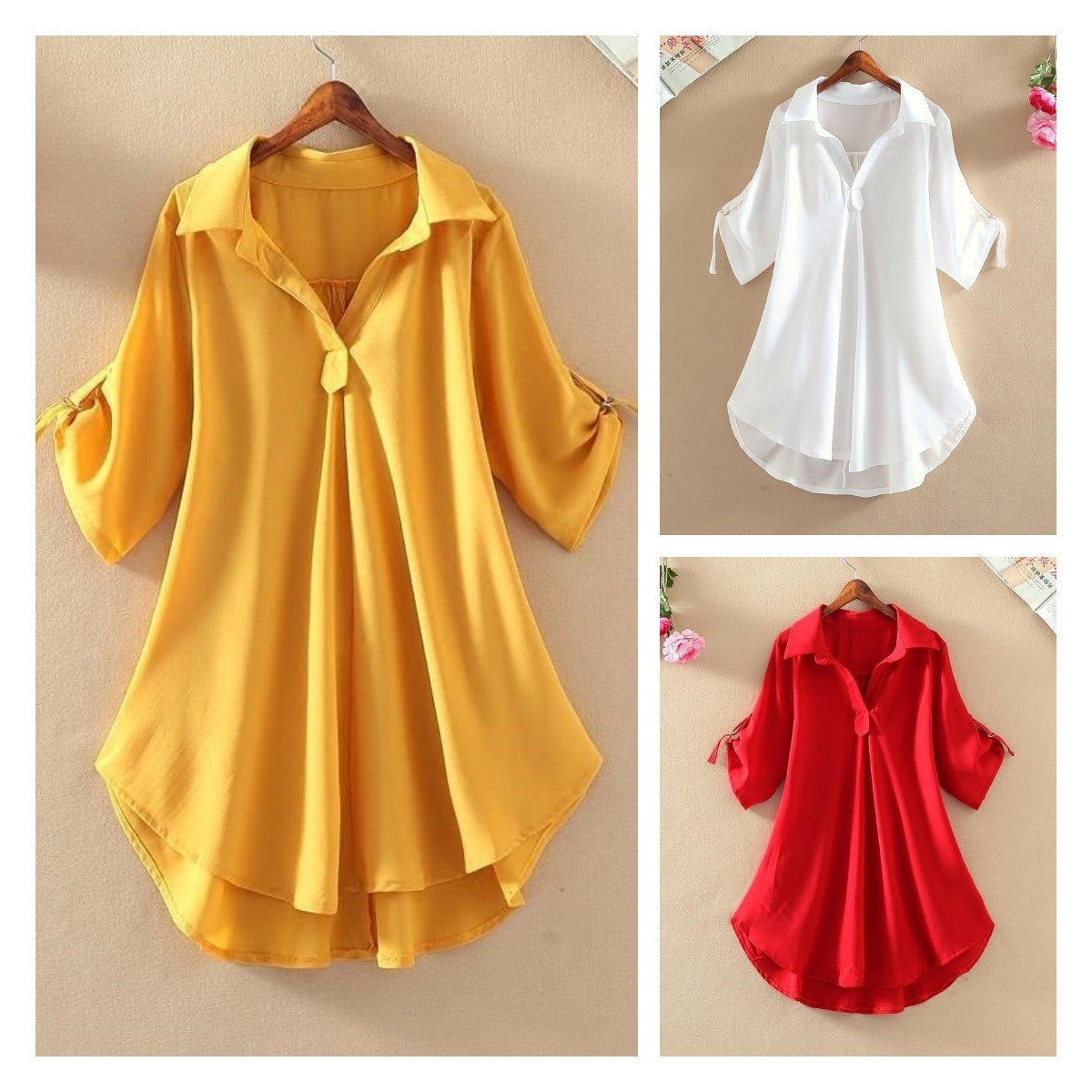 ✨💗【Stoc limitat🔥】【S-3XL】 2025, la modă nouă, elegantă, cămașă lejeră, casual, din șifon, de culoare uni, confortabil și respirabil