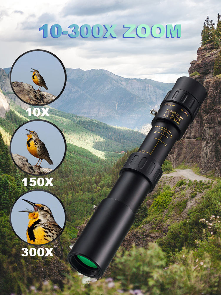 【Oryginalna zniżka fabryczna 45%】🔥10-300x zoom HD přenosný výkonný dalekohled na dlouhé vzdálenosti Profesionální monokulární dalekohled s nízkým nočním viděním pro lov