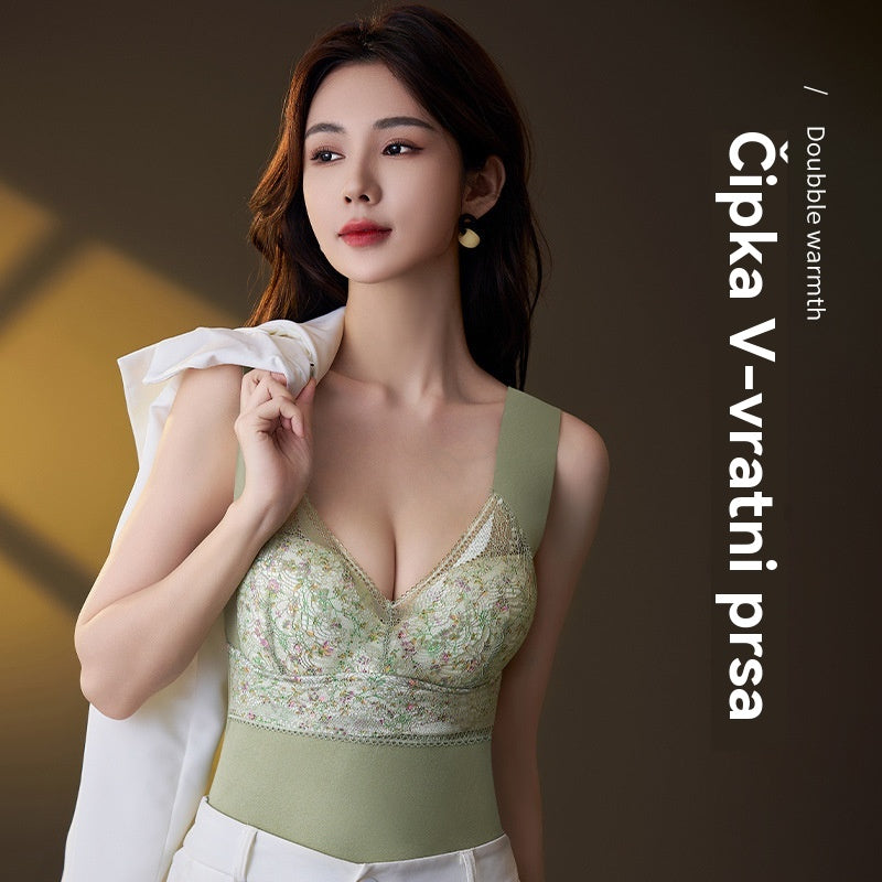 🔥【2 komada】❤️【40-100 kg】Jesenski/zimski čipkasti grudnjak od guščjeg perja, prekrasan dizajn leđa, push-up poprsje✅